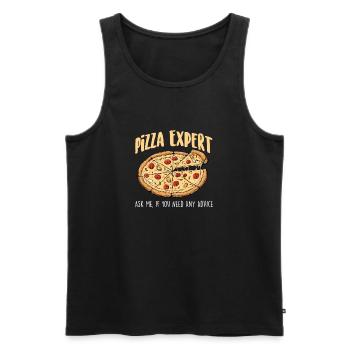 Pizza Expert Ask Me - Food Lover - Débardeur bio Premium Homme - noir - Devant - AI Model Male 178 light (178cm)