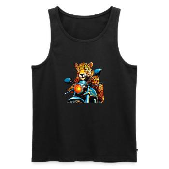 LEOPARD MOTORCYCLE - Men's Premium Organic Tank Top - black - Front - Michal (187cm)