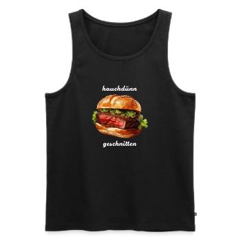 STEAK wafer-thin sliced - Men's Premium Organic Tank Top - black - Front - AI Model Male 178 light (178cm)