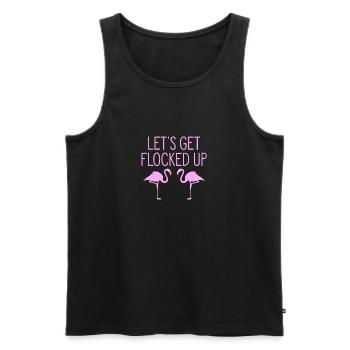 T-Shirt Let’s Get Flockgo Up - Oiseau Flamant Rose - Débardeur bio Premium Homme - noir - Devant - Michal (187cm)