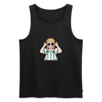Cool girl with sunglasses and pigtails in the - Men's Premium Organic Tank Top - black - Front - AI Model Male 178 light (178cm)