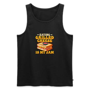 Manger du fromage grillé est mon sandwich à la confiture - Débardeur bio Premium Homme - noir - Devant - AI Model Male 178 light (178cm)
