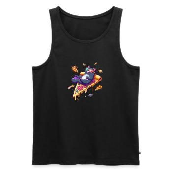 coole Weltraum Katze mit Sonnenbrille - Männer Premium Bio Tank Top - Schwarz - Vorne - AI Model Male 178 light (178cm)