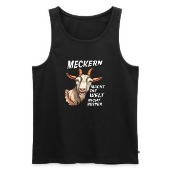 GOAT COMPLAINING DOESN'T MAKE THE WORLD BETTER - Men's Premium Organic Tank Top - black - Front - AI Model Male 178 light (178cm)