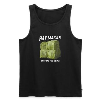 HAY MAKER - Men's Premium Organic Tank Top - black - Front - AI Model Male 178 light (178cm)