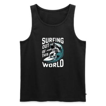 Surfing Out of This World - Humor - Men's Premium Organic Tank Top - black - Front - Michal (187cm)