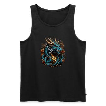 Dragon Mystique - Débardeur bio Premium Homme - noir - Devant - AI Model Male 178 light (178cm)