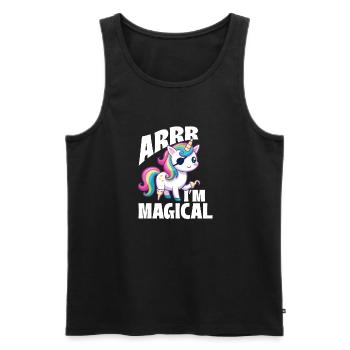 Arrr I'm Magical - Unicorn Lover Buccaneer - Men's Premium Organic Tank Top - black - Front - Michal (187cm)