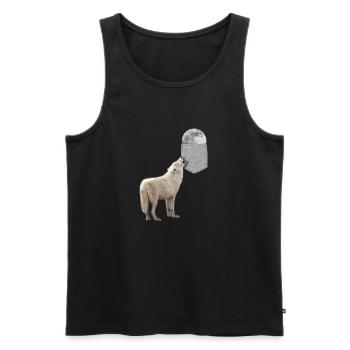 Wolf Heulen Zum Mond In Ihrer Falschen Tasche Lustig - Männer Premium Bio Tank Top - Schwarz - Vorne - Michal (187cm)