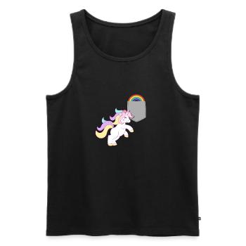 Einhorn, das den Regenbogen in Ihrer falschen Tasche erreicht Lustig - Männer Premium Bio Tank Top - Schwarz - Vorne - Michal (187cm)