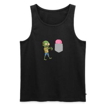 Zombie Reaching For Brain In Your Fake Pocket Fun - Men's Premium Organic Tank Top - black - Front - AI Model Male 178 light (178cm)