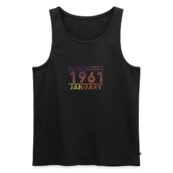 Retro Birthday January 1961 - Sunset line - Men's Premium Organic Tank Top - black - Front - AI Model Male 178 light (178cm)
