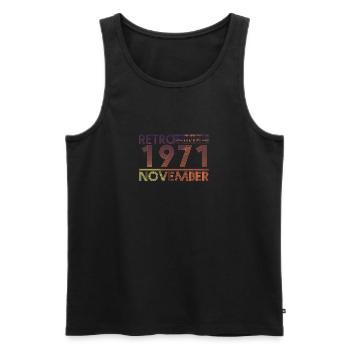 Retro Birthday November 1971 - Sunset line - Men's Premium Organic Tank Top - black - Front - Michal (187cm)