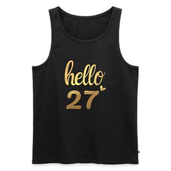 Hello 27 doré - Débardeur bio Premium Homme - noir - Devant - Michal (187cm)