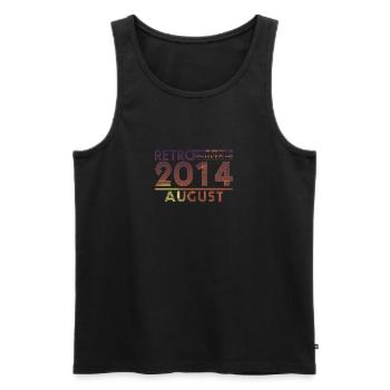 Anniversaire rétro août 2014 - Ligne coucher de soleil - Débardeur bio Premium Homme - noir - Devant - Michal (187cm)