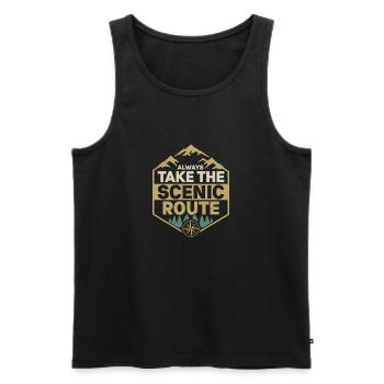 Always Take The Scenic Route Hiker Hiking - Men's Premium Organic Tank Top - black - Front - Michal (187cm)