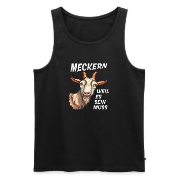 ZIEGE MECKERN WEIL ES SEIN MUSS - Männer Premium Bio Tank Top - Schwarz - Vorne - AI Model Male 178 light (178cm)