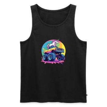 Monster Truck und Einhorn - Männer Premium Bio Tank Top - Schwarz - Vorne - AI Model Male 178 light (178cm)