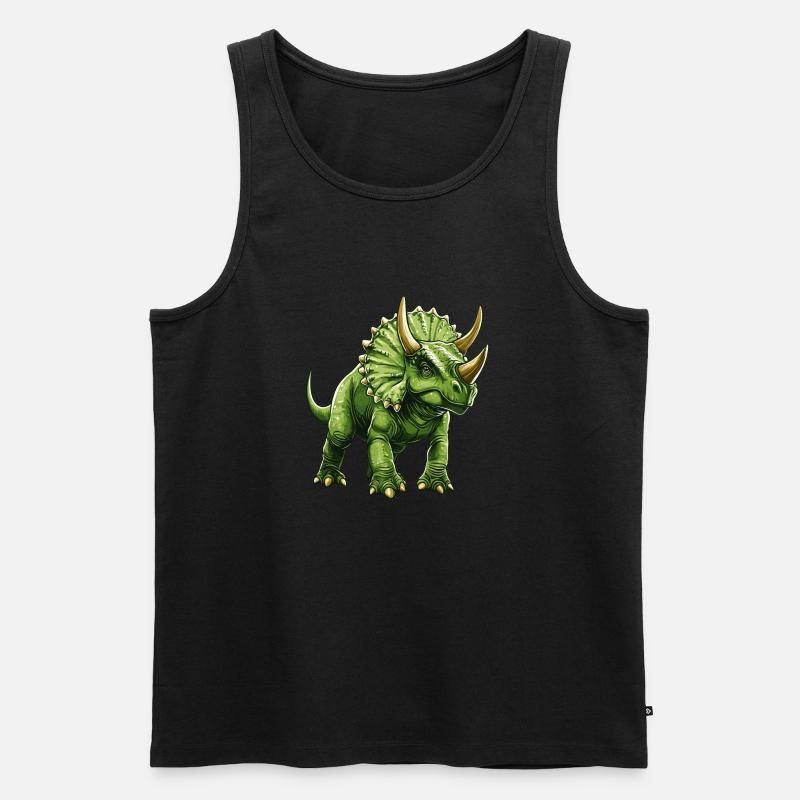 Triceratops - Männer Premium Bio Tank Top - Schwarz