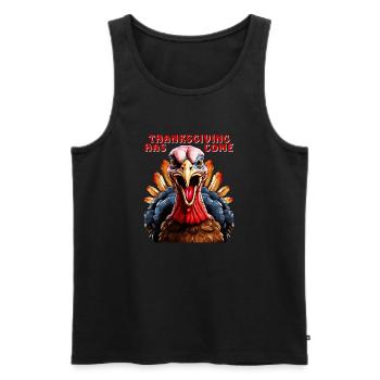 TRUTHAHN THANKSGIVING HAS COME - Männer Premium Bio Tank Top - Schwarz - Vorne - AI Model Male 178 light (178cm)