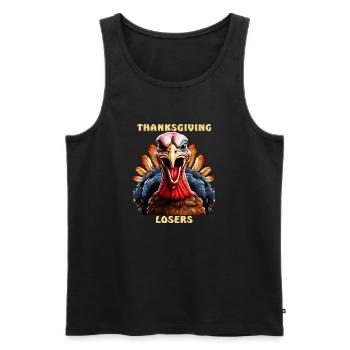 TRUTHAHN THANKSGIVING LOSERS - Männer Premium Bio Tank Top - Schwarz - Vorne - AI Model Male 178 light (178cm)