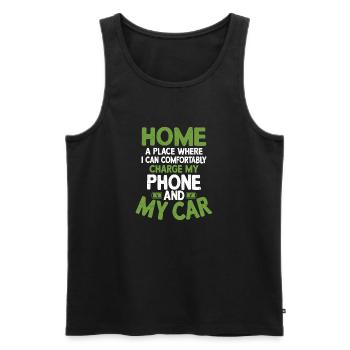Home Je peux recharger mon téléphone et ma voiture Conducteur de véhicule électrique - Débardeur bio Premium Homme - noir - Devant - Michal (187cm)