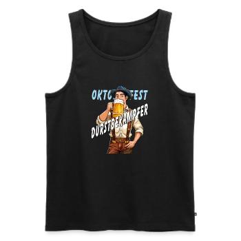 MAN BEER THIRST QUENCHER - Men's Premium Organic Tank Top - black - Front - Michal (187cm)