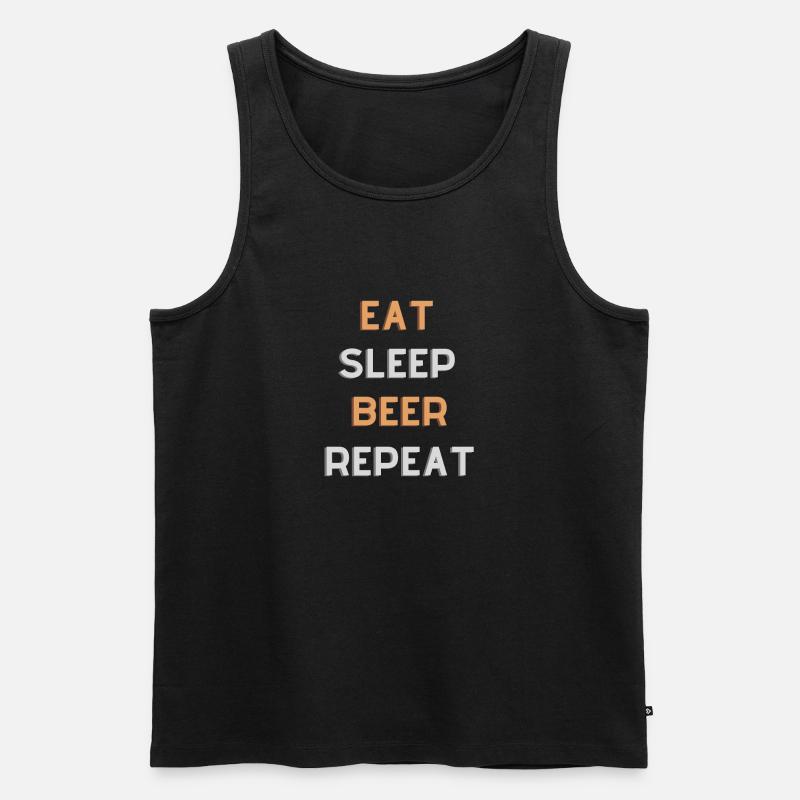 Eat Sleep Beer Repeat - Männer Premium Bio Tank Top - Schwarz