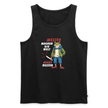 KNIVES DON'T MAKE THE WORLD A BETTER PLACE - Men's Premium Organic Tank Top - black - Front - AI Model Male 178 light (178cm)