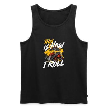 So rolle ich - Lustiger Golfwagen-Liebhaber - Männer Premium Bio Tank Top - Schwarz - Vorne - AI Model Male 178 light (178cm)