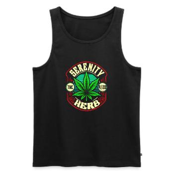 Serenity Herb 4/20 THC Retro Vintage Cannabis - Männer Premium Bio Tank Top - Schwarz - Vorne - AI Model Male 178 light (178cm)
