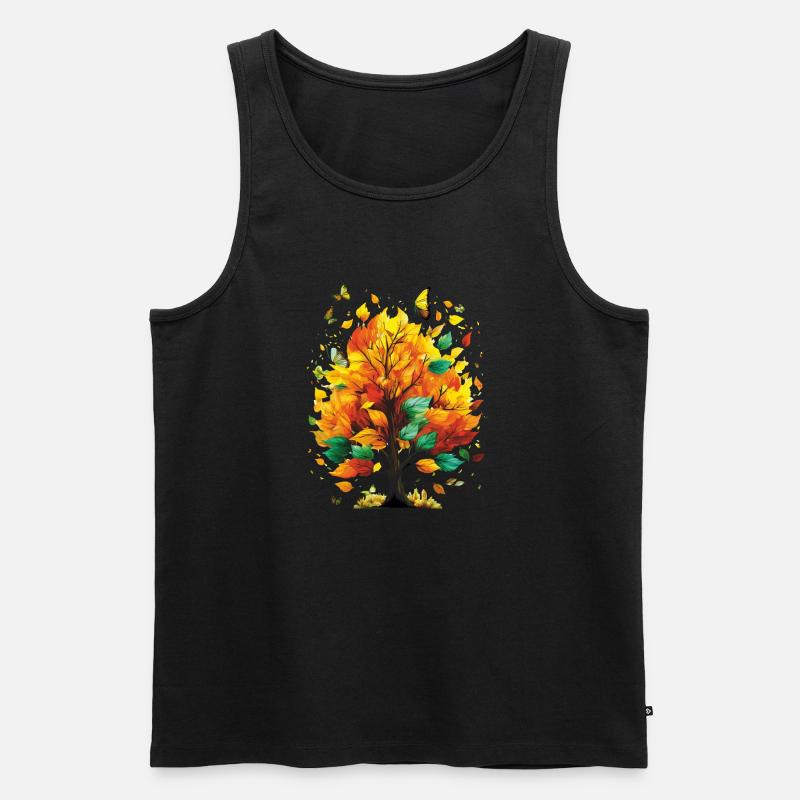 HERBSTBAUM - Männer Premium Bio Tank Top - Schwarz