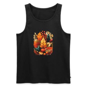 AUTUMN LEAVES - Men's Premium Organic Tank Top - black - Front - Michal (187cm)