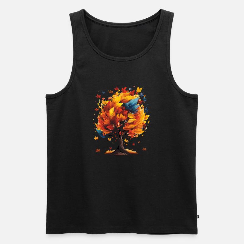 HERBST BAUM - Männer Premium Bio Tank Top - Schwarz
