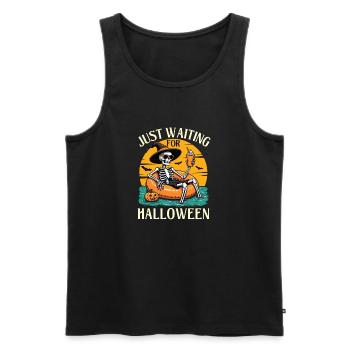 Juste En Attendant Halloween, Spooky Squelette - Débardeur bio Premium Homme - noir - Devant - Michal (187cm)