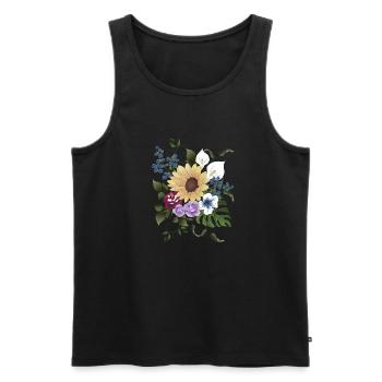 Blütenaragement - Männer Premium Bio Tank Top - Schwarz - Vorne - AI Model Male 178 light (178cm)