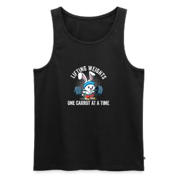 soulever des poids une carotte à la fois Hase Fitness - Débardeur bio Premium Homme - noir - Devant - Michal (187cm)