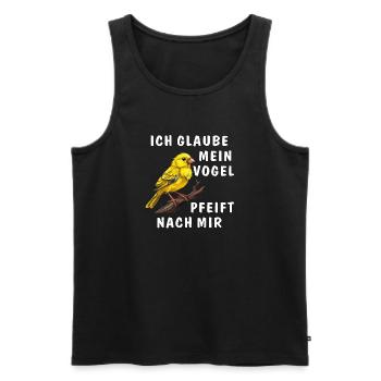 ICH GLAUBE MEIN VOGEL PFEIFT NACH MIR - Männer Premium Bio Tank Top - Schwarz - Vorne - AI Model Male 178 light (178cm)