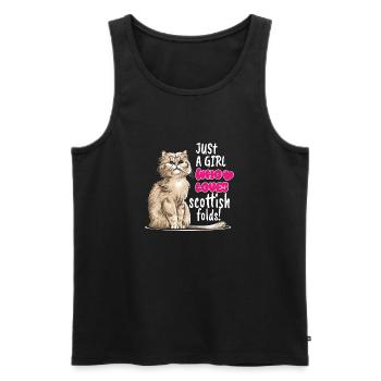 Scottish Fold Cat - Men's Premium Organic Tank Top - black - Front - Michal (187cm)
