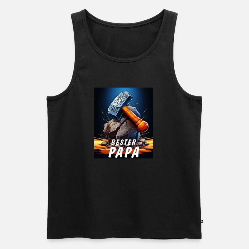 VA-THOR HAMMER BESTER PAPA - Männer Premium Bio Tank Top - Schwarz