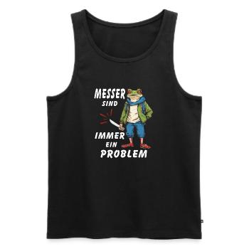 FROG KNIVES ARE ALWAYS A PROBLEM - Men's Premium Organic Tank Top - black - Front - AI Model Male 178 light (178cm)
