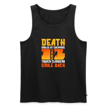 Death Smiles At Everyone Tower Climbers Smile Back - Männer Premium Bio Tank Top - Schwarz - Vorne - AI Model Male 178 light (178cm)