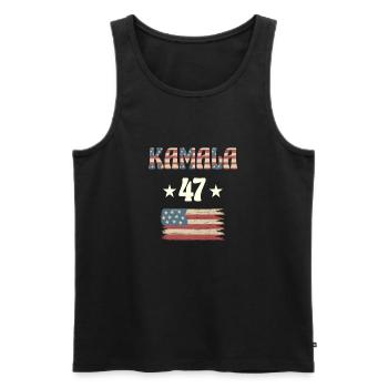 47 Kamala - Men's Premium Organic Tank Top - black - Front - Michal (187cm)