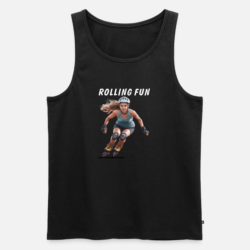 FRAU ROLLSCHUHE ROLLING FUN - Männer Premium Bio Tank Top - Schwarz