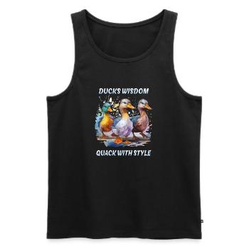 DUCKS WISDOM QUACK WITH STYLE - Men's Premium Organic Tank Top - black - Front - Michal (187cm)