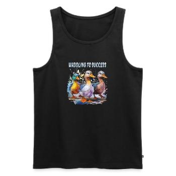 DUCK WADDLING TO SUCCESS - Men's Premium Organic Tank Top - black - Front - AI Model Male 178 light (178cm)