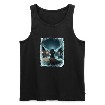 Väterchen Frost spaziert durch das eisige Dorf - Männer Premium Bio Tank Top - Schwarz - Vorne - AI Model Male 178 light (178cm)