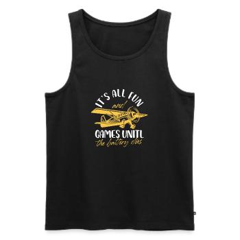 Is all fun and games until battery dies Design - Men's Premium Organic Tank Top - black - Front - AI Model Male 178 light (178cm)