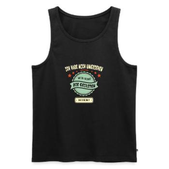 Wir sind die Geilsten hier - Männer Premium Bio Tank Top - Schwarz - Vorne - AI Model Male 178 light (178cm)