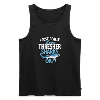 Ich liebe Fuchshaie einfach sehr - Ocean Lover - Männer Premium Bio Tank Top - Schwarz - Vorne - AI Model Male 178 light (178cm)